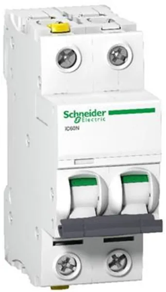 Schneider Electric Acti9 iC60N 2P 32A Dobbel terminal C-karakteristikk 6/10kA 230V Bredde 36mm