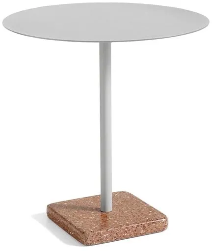 HAY Terrazzo Utendørs Cafébord Ø70 Sky Grey/Rød Terrazzo