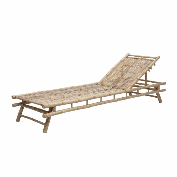 BLOOMINGVILLE Sole solseng, m. justerbar rygg, sammenleggbar - naturlig bambus (220x74)